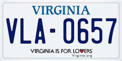 VA license plate VLA0657