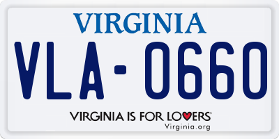 VA license plate VLA0660