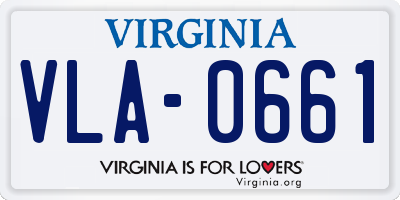 VA license plate VLA0661
