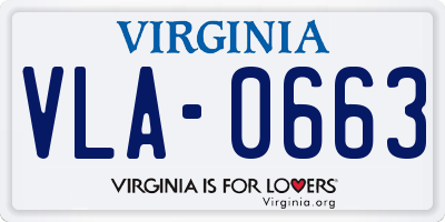 VA license plate VLA0663