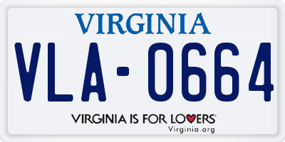 VA license plate VLA0664