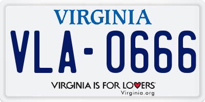 VA license plate VLA0666