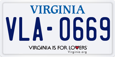 VA license plate VLA0669