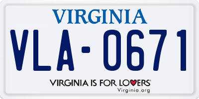 VA license plate VLA0671