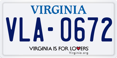 VA license plate VLA0672