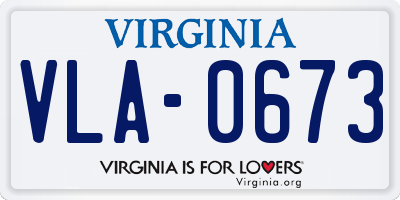 VA license plate VLA0673