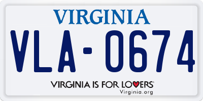 VA license plate VLA0674