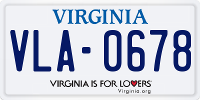 VA license plate VLA0678