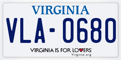 VA license plate VLA0680
