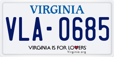 VA license plate VLA0685