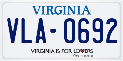 VA license plate VLA0692
