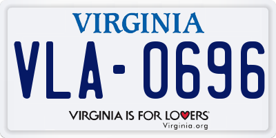 VA license plate VLA0696