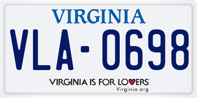 VA license plate VLA0698
