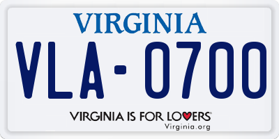 VA license plate VLA0700