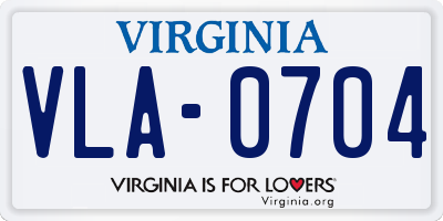 VA license plate VLA0704