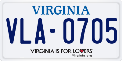 VA license plate VLA0705