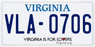 VA license plate VLA0706