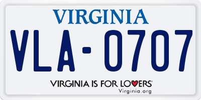 VA license plate VLA0707