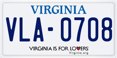VA license plate VLA0708