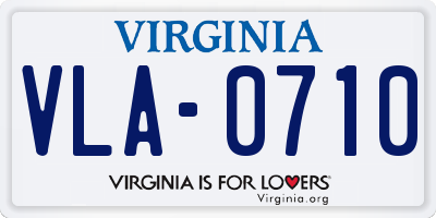 VA license plate VLA0710