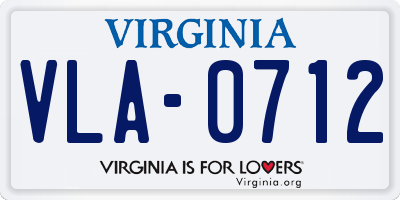 VA license plate VLA0712