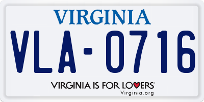 VA license plate VLA0716