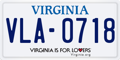 VA license plate VLA0718