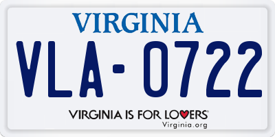 VA license plate VLA0722