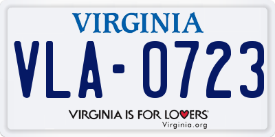 VA license plate VLA0723