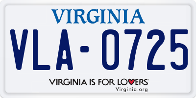 VA license plate VLA0725