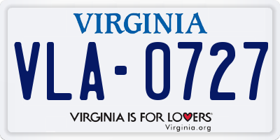 VA license plate VLA0727