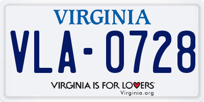 VA license plate VLA0728