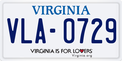 VA license plate VLA0729