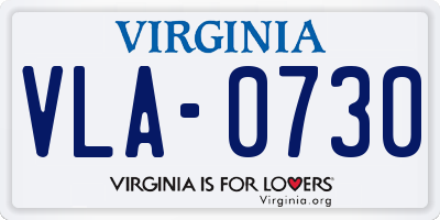 VA license plate VLA0730