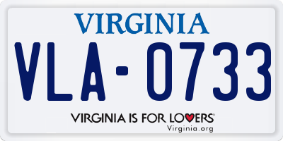 VA license plate VLA0733