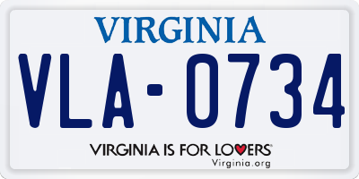 VA license plate VLA0734