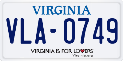 VA license plate VLA0749