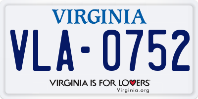 VA license plate VLA0752