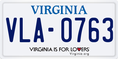 VA license plate VLA0763