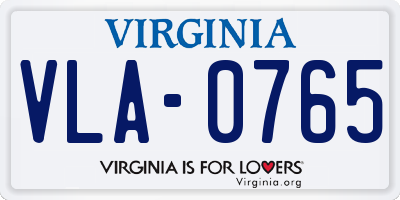VA license plate VLA0765