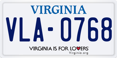 VA license plate VLA0768