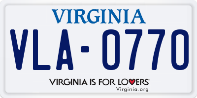 VA license plate VLA0770