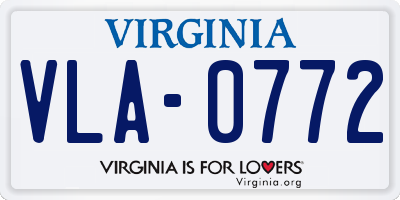 VA license plate VLA0772
