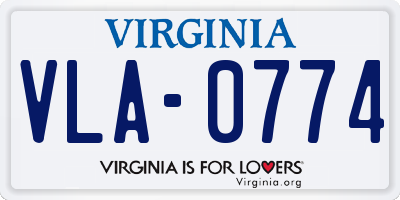 VA license plate VLA0774