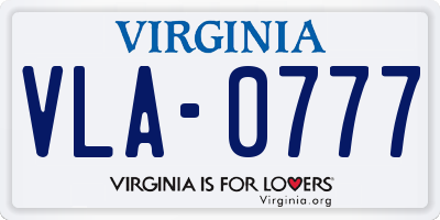 VA license plate VLA0777