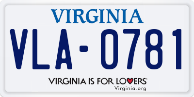 VA license plate VLA0781