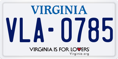 VA license plate VLA0785