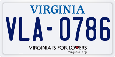 VA license plate VLA0786
