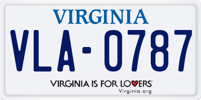 VA license plate VLA0787