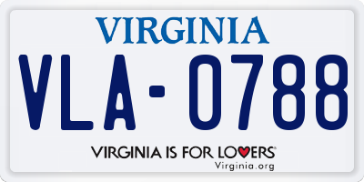 VA license plate VLA0788